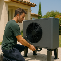 Installation d’une pompe à chaleur moderne dans une maison à Cannes