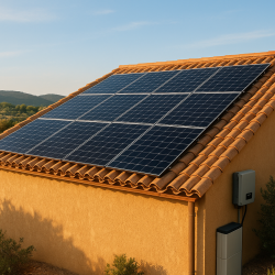 Installation de panneaux solaires performants avec onduleur et batterie sur toit dans l’Hérault