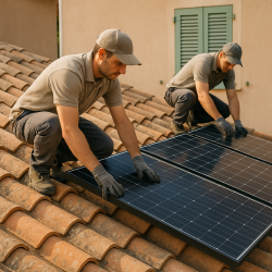 Installation de panneaux solaires adaptés sur toiture en tuile dans les Alpes-Maritimes