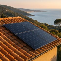 Installation de panneaux photovoltaïques sur toit typique de la région niçoise